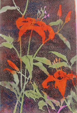 
Tigress Lily 3, Block Print by Judith Hilmer
			